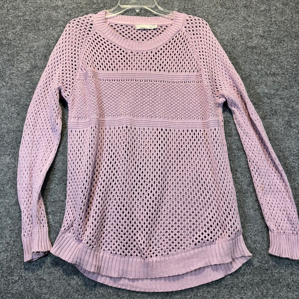 Prana Sweater Women Medium Purple Open Knit Organic Cotton Boho W21190690